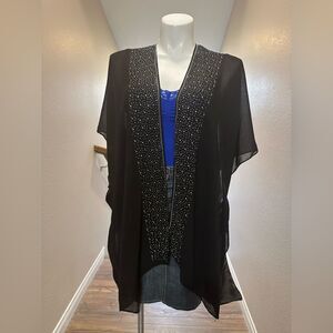 Jessica McClintock Woman’s Sheer Coverup with Sequins Black